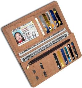 img 3 attached to 👛 RFID Blocking Women's Ultra Slim Genuine Leather Wallet with 12 Credit Card Slots, ID Holder, Cash Pockets, and Zipper Slot