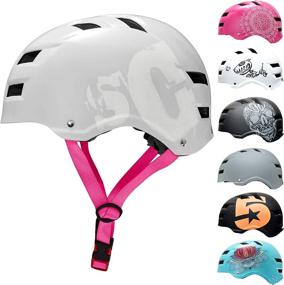 img 4 attached to 🎲 Premium Skull-C Skateboard & BMX Bike Helmet: Ideal for Kids & Adults, 6-99 Years