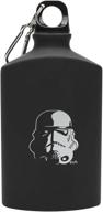 zak designs star wars stormtrooper aluminum flask - 18 oz fluid capacity in matte black finish with carabiner attachment logo