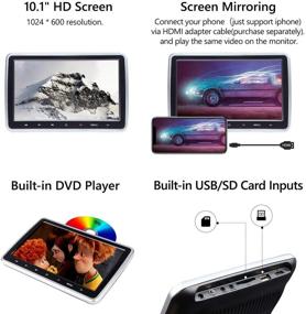 img 3 attached to 📺 Eonon HD Digital Multimedia Monitor - 2021 10.1 Inch Super-Thin Car Headrest DVD Player with HDMI, USB, and Remote Control