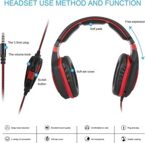 img 3 attached to 🎧 High-Quality Gaming Headset for Xbox One, Laptop, PC, Mac, PS4 Controller - Bass Surround Sound, Stereo Over Ear Gaming Headphones with Flexible Microphone, Volume Control, Noise-Canceling Mic - Wired PC Headset
