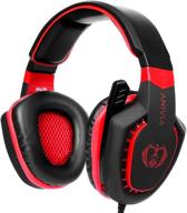 🎧 high-quality gaming headset for xbox one, laptop, pc, mac, ps4 controller - bass surround sound, stereo over ear gaming headphones with flexible microphone, volume control, noise-canceling mic - wired pc headset logo