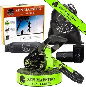 img 4 attached to 🏞️ Slackline Kit 65ft: Complete Set with Tree & Ratchet Protectors, Optional Training Line, Arm Trainer & Carry Bag - Zen Maestro Instruction Booklet Included. Perfect for Outdoor Backyard Fun!