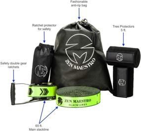 img 3 attached to 🏞️ Slackline Kit 65ft: Complete Set with Tree & Ratchet Protectors, Optional Training Line, Arm Trainer & Carry Bag - Zen Maestro Instruction Booklet Included. Perfect for Outdoor Backyard Fun!