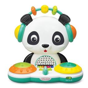 img 4 attached to Infantino Spin & Slide DJ Panda - Musical Toy with Busy Beads, Light-up Turntable Drums, Funky Beats, Switches, Silly Songs, 2 Volume Settings, for Babies and Toddlers