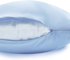 img 1 attached to Premium Set of 2 Silky Satin Pillowcases - Soft Pillow Covers for Hair and Skin - Zipper Closure - Standard Size 20x26 Inches - Light Blue