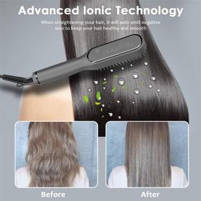 img 3 attached to 🔥 Efficient Gray Professional Hair Straightener Brush with 5 Heat Levels - Anti-Scald, 30s Ceramic Heating, Portable Hot-air Comb - Auto Off Function for Styling Hair Straight in Home & Travel