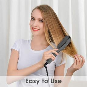 img 2 attached to 🔥 Efficient Gray Professional Hair Straightener Brush with 5 Heat Levels - Anti-Scald, 30s Ceramic Heating, Portable Hot-air Comb - Auto Off Function for Styling Hair Straight in Home & Travel