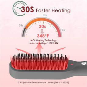 img 1 attached to 🔥 Efficient Gray Professional Hair Straightener Brush with 5 Heat Levels - Anti-Scald, 30s Ceramic Heating, Portable Hot-air Comb - Auto Off Function for Styling Hair Straight in Home & Travel