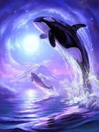 🐋 reofrey diy diamond painting kit for adults whale, full drill round rhinestone art – enhance crafts decor with cross stitch embroidery canvas (30x40 cm/ 12x16 inch) logo