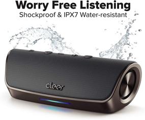 img 1 attached to 🔊 Портативная Bluetooth-колонка Cleer Audio Stage - влагозащита по стандарту IPX7, беспроводное воспроизведение до 15 часов, два 48-мм неодимовых драйвера, Alexa и возможность создания стереозвучания (серый)