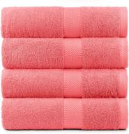 🛀 luxurious by lora bath towel sheets - soft cotton set of 4, absorbent and coral logo