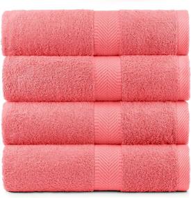 img 2 attached to 🛀 Luxurious BY LORA Bath Towel Sheets - Soft Cotton Set of 4, Absorbent and Coral