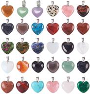 💎 ph pandahall heart shape quartz gemstone stone charms pendants: perfect chakra beads for valentine's day, wedding, thanksgiving necklace - 30pcs, 2 sizes - ideal for jewelry making logo