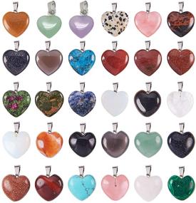 img 4 attached to 💎 PH PandaHall Heart Shape Quartz Gemstone Stone Charms Pendants: Perfect Chakra Beads for Valentine's Day, Wedding, Thanksgiving Necklace - 30pcs, 2 Sizes - Ideal for Jewelry Making