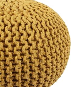 img 2 attached to 🟨 Indian Handmade Round Footrest Poof Stool Accent Pouffe Seat for Living Room, Bedroom, Nursery, Kidsroom, Patio, Lounge, Gym - Premium Cotton Material (20x20x14 Inches) - Vibrant Yellow Shade