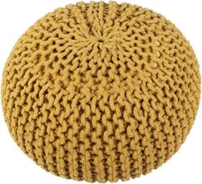 img 1 attached to 🟨 Indian Handmade Round Footrest Poof Stool Accent Pouffe Seat for Living Room, Bedroom, Nursery, Kidsroom, Patio, Lounge, Gym - Premium Cotton Material (20x20x14 Inches) - Vibrant Yellow Shade