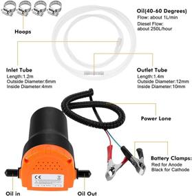 img 2 attached to Orange 12v 80W Oil Change Pump Extractor - Efficient Engine Oil Extraction Pump for Car, Boat, Marine, Motorbike, Truck, RV, ATV, and More Vehicles