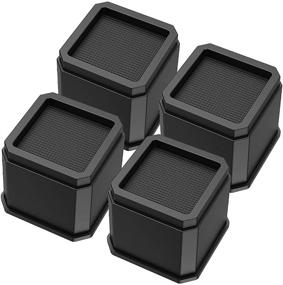 img 4 attached to Adjustable Furniture Risers 3 Inch - Beautylover Bed Risers for Sofa, Table, and Chair, Heavy Duty Lifts for Dorm Bed and Couch, Set of 4pcs (Black)