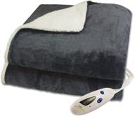 heather grey biddeford blankets velour sherpa electric heated blanket throw with digital controller logo