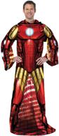 🔥 premium marvel iron man comfy throw blanket with sleeves for adults - 48 x 71 inches logo