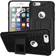 📱 iphone 6s case with screen protector - shockproof dual layer armor, wallet design, kickstand - slim protective cover for iphone 6 / 6s [4.7 inch], black logo