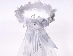 img 1 attached to White First Holy Communion Veil Headband for Flower Girls with Bow