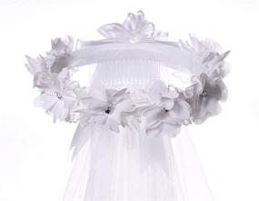 img 2 attached to White First Holy Communion Veil Headband for Flower Girls with Bow
