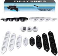 tipsy ships beer pong set v2: the ultimate battle pong party game with 8 ship trays and 3 balls. fits any standard plastic cup, battle on any table! logo