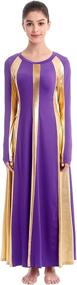 img 3 attached to 👗 IBAKOM Metallic Gold Color Block Long Sleeve Praise Dance Dress for Women - Loose Fit, Full Length Liturgical Lyrical Worship Attire