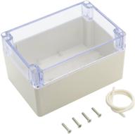 lemotech abs plastic junction box - dustproof waterproof ip65 electrical enclosure box - universal project enclosure grey with pc transparent clear cover - 6.3 x 4.3 x 3.5 inch (160 x 110 x 90 mm) logo