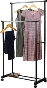 img 1 attached to 👕 Portable Double Rod Clothing Hanging Garment Rack by SimpleHouseware