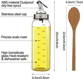 img 2 attached to TIMGOU 17oz Olive Oil Dispenser with Wood Salad Spoon: Lead-Free Glass Bottle Oil Container | No-Drip Pourer for Salad Dressing Cruets, Balsamic Vinegar, Soy Sauce