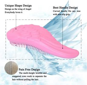 img 2 attached to 👼 KAMOSSA Pink Angel Wing Hair Brush - Detangle and Style with Ease for Thick, Thin, Curly or Straight Hair - Wet or Dry Hairbrush for Women, Adults & Kids - No More Tangles!