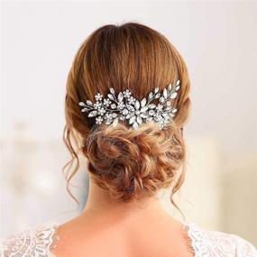 img 3 attached to 💍 Crystal Bride Wedding Hair Comb with Pearl Side Combs - Catery Flower Hair Accessories for Women (Silver)