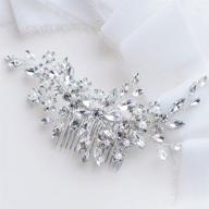 💍 crystal bride wedding hair comb with pearl side combs - catery flower hair accessories for women (silver) logo