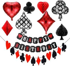 img 1 attached to Декорация для вечеринки в казино - День рождения в Вегасе, 40-й/50-й покер с воздушными шариками, тематические принадлежности для ночи в казино, покерных мероприятий и украшения на казино-день рождения.