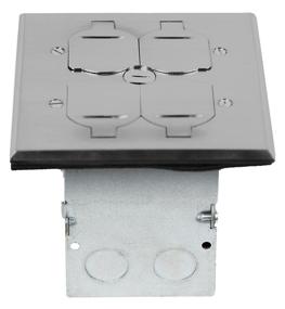 img 3 attached to 💡 ENERLITES 705549-S-STICKERED Nickel Plated Brass Flip Lid Floor Box Assembly, 2-Gang 20A Tamper Resistant Weatherproof Duplex Receptacle