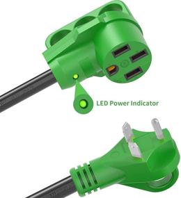 img 2 attached to 🐾 RVGUARD 30 Amp to 50 Amp RV Adapter Cord, 12 Inch, TT-30P Male to 14-50R Female, Dogbone Electrical Converter with LED Power Indicator, Disconnect Handle – Green