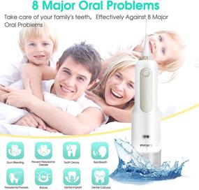 img 3 attached to 🦷 Portable Cordless Dental Oral Irrigator and Teeth Cleaner - Rechargeable, 4 Jet Nozzles, IPX7 Water Flosser with 5 Modes and 170ML Water Tank for Home, Travel, Braces, and Bridges Care