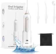🦷 portable cordless dental oral irrigator and teeth cleaner - rechargeable, 4 jet nozzles, ipx7 water flosser with 5 modes and 170ml water tank for home, travel, braces, and bridges care logo