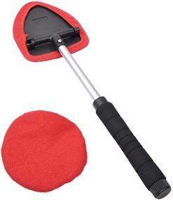 img 4 attached to 🧽 AutoEC Window Windshield Cleaning Tool: Extendable Handle, Washable Reusable Microfiber Bonnets, Ideal for Car, Home, and Office Use