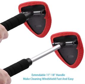 img 1 attached to 🧽 AutoEC Window Windshield Cleaning Tool: Extendable Handle, Washable Reusable Microfiber Bonnets, Ideal for Car, Home, and Office Use