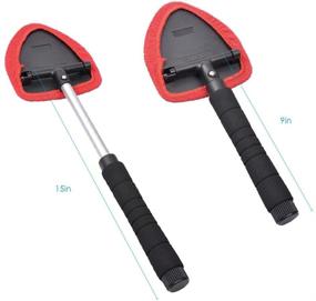 img 3 attached to 🧽 AutoEC Window Windshield Cleaning Tool: Extendable Handle, Washable Reusable Microfiber Bonnets, Ideal for Car, Home, and Office Use