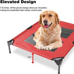 img 2 attached to 🐾 HLong Elevated Pet Cot: Portable Raised Dog Bed with 1 Replacement Cover - Ideal for Indoor and Outdoor Use