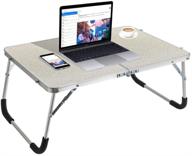 🌸 foldable laptop table - outry lightweight bed desk for working, writing, reading - portable breakfast serving tray for bed/couch/sofa - mini picnic table - standing laptop desk (white flower) logo