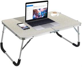 img 4 attached to 🌸 Foldable Laptop Table - Outry Lightweight Bed Desk for Working, Writing, Reading - Portable Breakfast Serving Tray for Bed/Couch/Sofa - Mini Picnic Table - Standing Laptop Desk (White Flower)