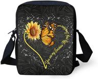 🌻 hugs idea sunflower butterfly heart design bag: stylish crossbody for teens girls, convenient cell phone holder - perfect satchel gift logo