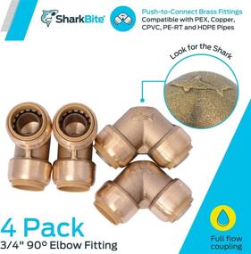 img 3 attached to 🦈 SharkBite U256LFA4 90° Elbow, PEX Plumbing Pipe Connector, Push-to-Connect Fittings, Compatible with Copper, CPVC, HDPE, 3/4 Inch, Pack of 4