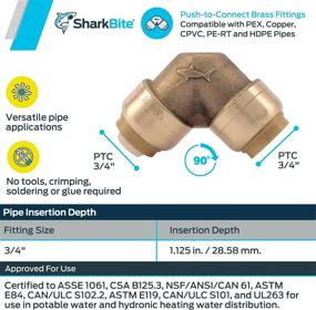 img 2 attached to 🦈 SharkBite U256LFA4 90° Elbow, PEX Plumbing Pipe Connector, Push-to-Connect Fittings, Compatible with Copper, CPVC, HDPE, 3/4 Inch, Pack of 4